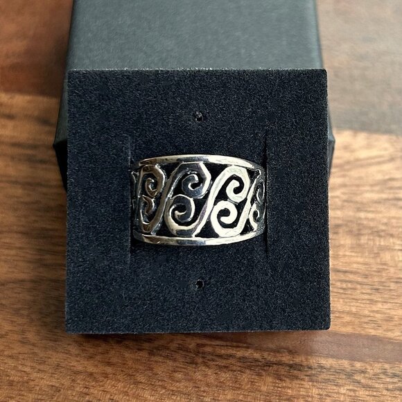 New Sterling Silver 925 Swirl Band Ring Wide Size 8 - Picture 2 of 7